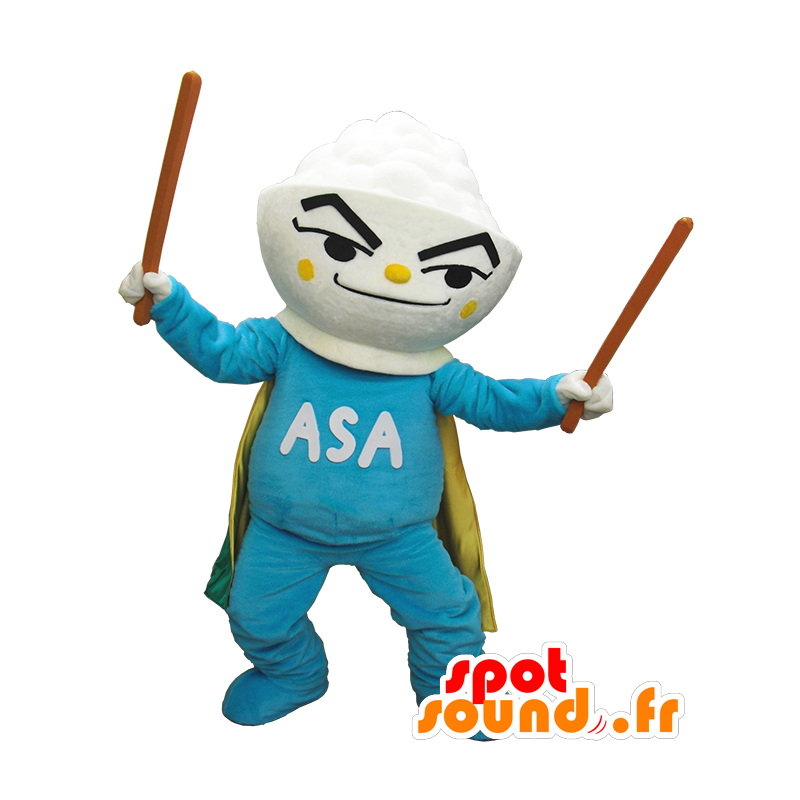 Mascotte de AsaGohanman, bol de soupe en tenue de super-héros - MASFR26276 - Mascottes Yuru-Chara Japonaises