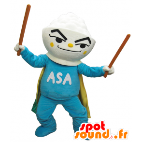 AsaGohanman mascot, soup bowl in superhero attire - MASFR26276 - Yuru-Chara Japanese mascots