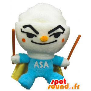 Mascotte de AsaGohanman, bol de soupe en tenue de super-héros - MASFR26276 - Mascottes Yuru-Chara Japonaises