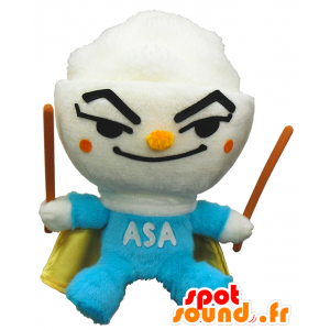 AsaGohanman Maskottchen, Suppenschüssel im Superhelden-Kleidung - MASFR26276 - Yuru-Chara japanischen Maskottchen