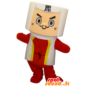 Samurai maskot, hvid og rød ninja - Spotsound maskot kostume