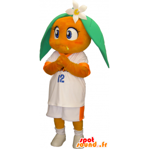 Mascotte de basketteuse, une tette d'orange et une tenue sportive - MASFR26285 - Mascottes Yuru-Chara Japonaises