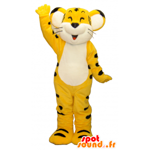 Gul tiger maskot, Tri-kun, smilende og sød - Spotsound maskot