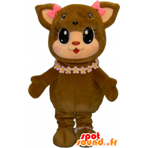 Mascote do urso marrom com os olhos 4 na cabeça - MASFR26294 - Yuru-Chara Mascotes japoneses