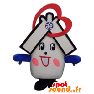 Maskot Hari-cho, bílý dům, modré a červené - MASFR26301 - Yuru-Chara japonské Maskoti