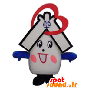 Mascotte Hari-cho, casa bianca, blu e rosso - MASFR26301 - Yuru-Chara mascotte giapponese