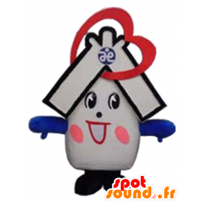 Hari-cho maskot, hvidt, blåt og rødt hus - Spotsound maskot