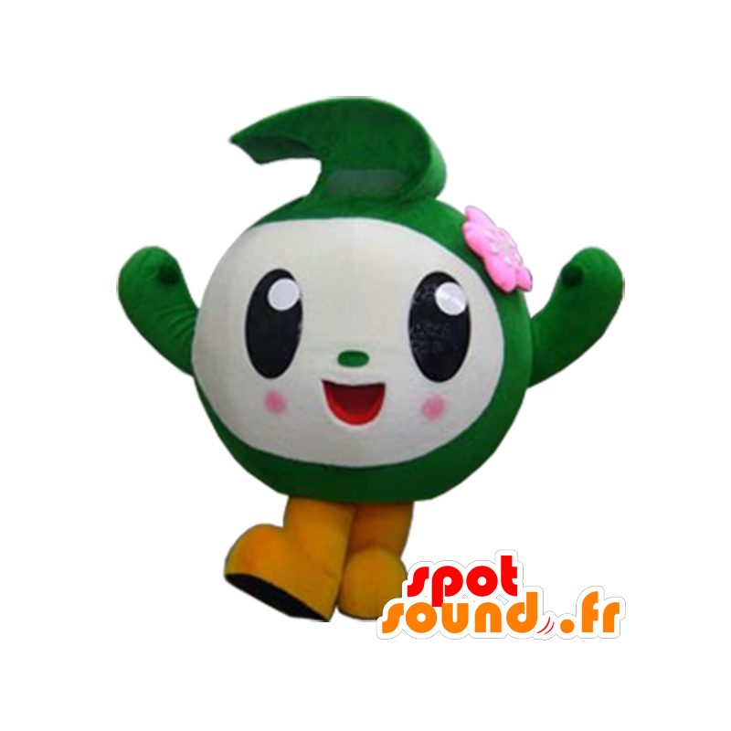 Mascotte de grosse boule verte et blanche, nommée Futtsun - MASFR26302 - Mascottes Yuru-Chara Japonaises