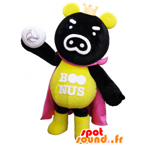 Mascot Boo-Nus, sort karakter med rød kappe - Spotsound maskot