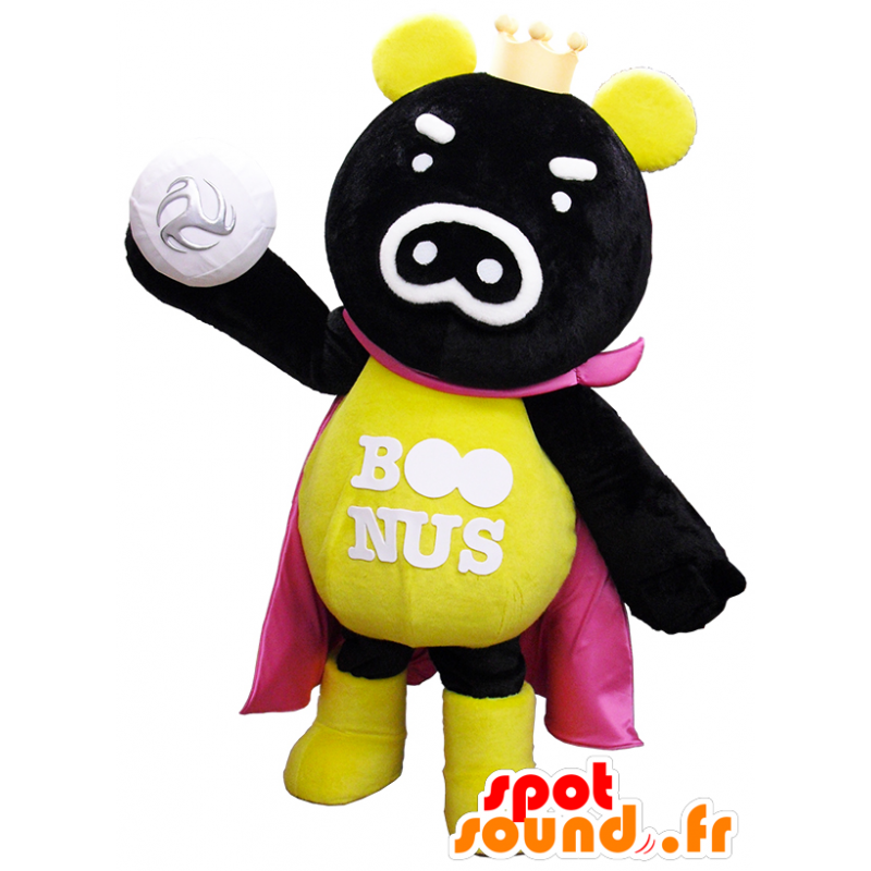 Mascot Boo-Nus, black character with a red cape - Japanese Yuru-Chara Mascots - MASFR26303 - SpotSound.fr