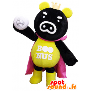 Mascot Boo-Nus, black character with a red cape - Japanese Yuru-Chara Mascots - MASFR26303 - SpotSound.fr