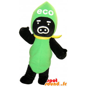 EcoBoo maskot, gul og sort grøn blomst - Spotsound maskot