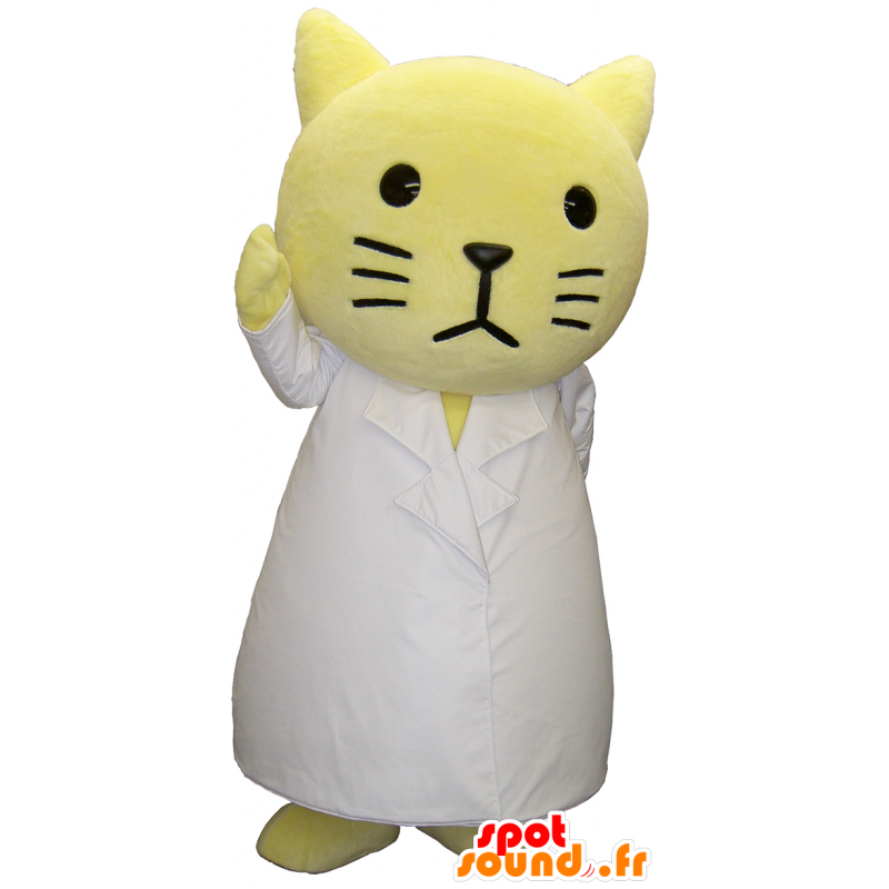 Hanyan Maskottchen, gelbe Katze trägt einen weißen Pyjamas - MASFR26310 - Yuru-Chara japanischen Maskottchen