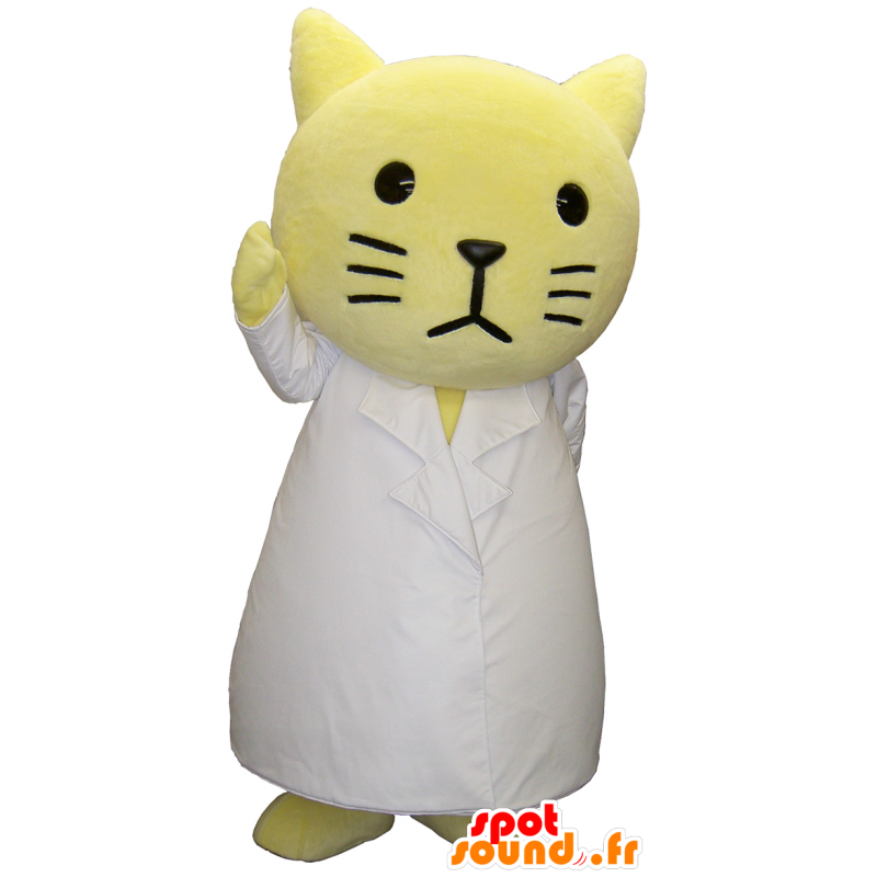 Hanyan maskot, gul katt klädd i vit pyjamas - Spotsound maskot