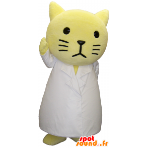 Mascotte Hanyan, gatto giallo che indossa un pigiama bianco - MASFR26310 - Yuru-Chara mascotte giapponese