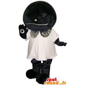 Buemon maskot, sort mand, med en t-shirt - Spotsound maskot