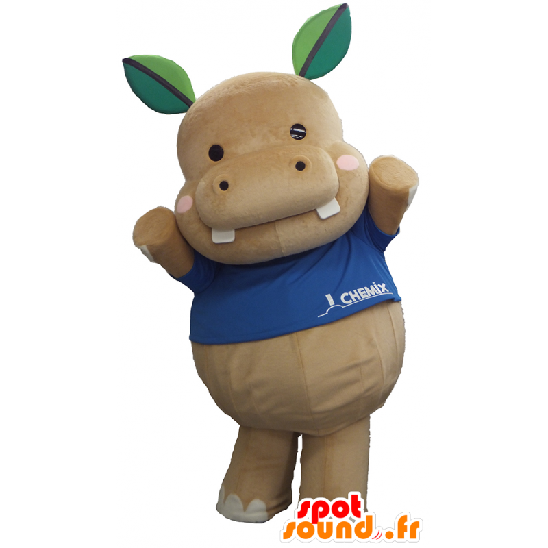 Mascota Kabakichi, hipopótamo gris con una camisa azul - MASFR26318 - Yuru-Chara mascotas japonesas