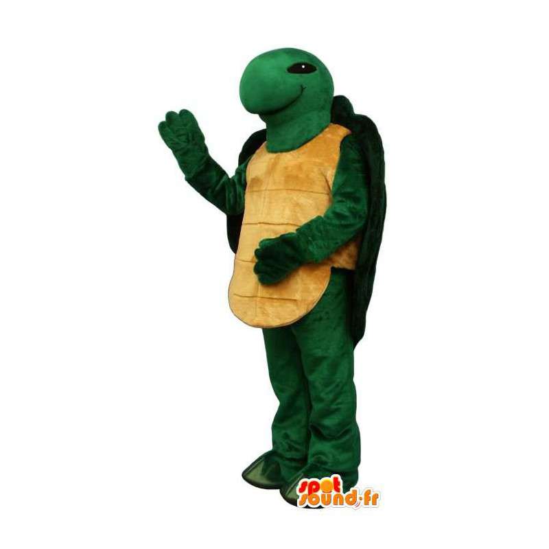 Grøn og gul skildpaddemaskot - Kostume, der kan tilpasses -