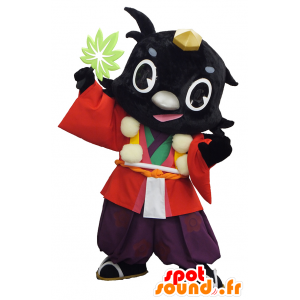 Karaten mascotte, uccello nero in kimono tradizionale - MASFR26323 - Yuru-Chara mascotte giapponese