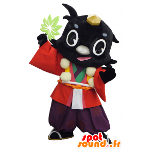 Karaten maskot, sort fugl, i traditionel kimono - Spotsound