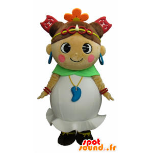 Karin-chan mascotte, principessa, con un bel vestito bianco - MASFR26324 - Yuru-Chara mascotte giapponese