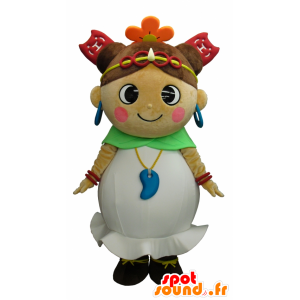 Karin-chan maskot, prinsesse, med en smuk hvid kjole -