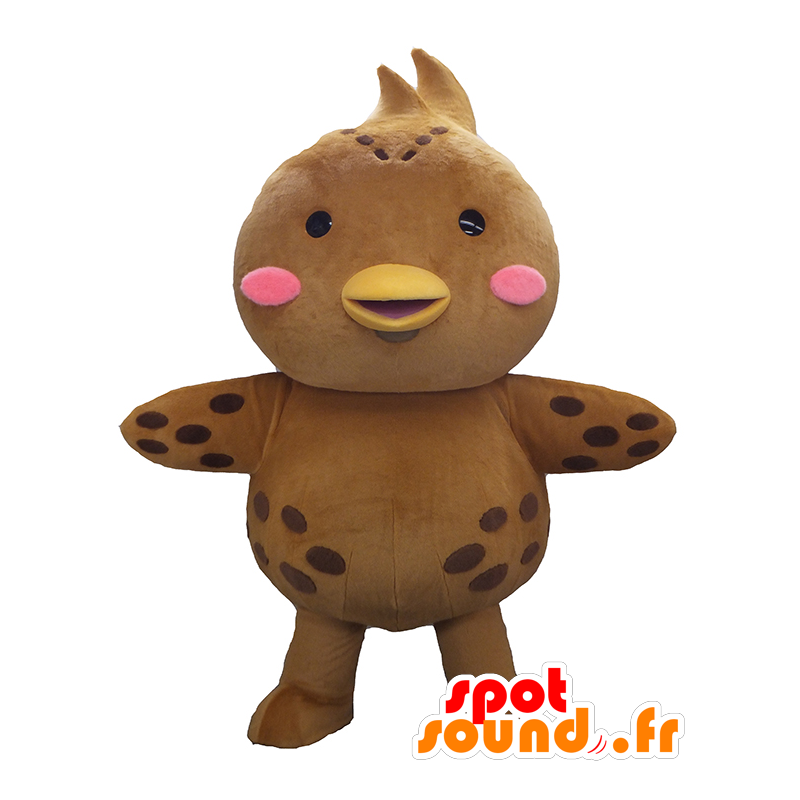 Mascotte de kun bon, de caille, d'oiseau marron et rose - MASFR26327 - Mascottes Yuru-Chara Japonaises