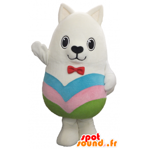 Kleine weiße Hund Maskottchen mit dem Halten des Regenbogen Himmel - MASFR26328 - Yuru-Chara japanischen Maskottchen