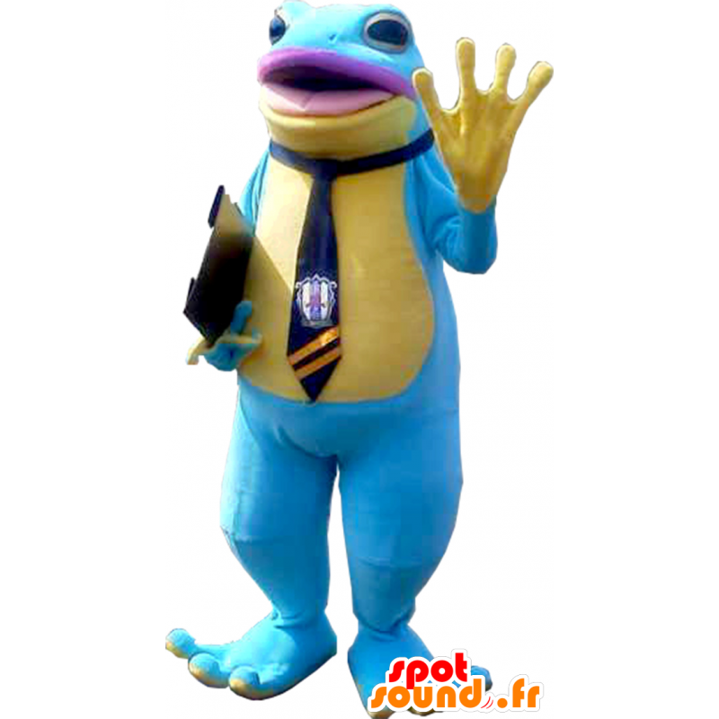 KimuFutoshi mascot, yellow and blue frog, Inspector - MASFR26330 - Yuru-Chara Japanese mascots