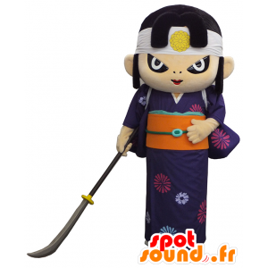 Mascot Kinhime, Yutari ninja gekleed in paars en oranje - MASFR26335 - Yuru-Chara Japanse Mascottes