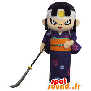 Mascot Kinhime, Yutari ninja kledd i lilla og oransje - MASFR26335 - Yuru-Chara japanske Mascots