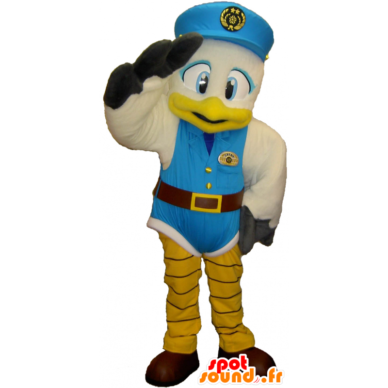 Mascot Kohei kun, reusachtige witte vogel met een blauwe jurk - MASFR26336 - Yuru-Chara Japanse Mascottes