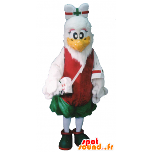 Groothandel Mascot witte vogel, duif met een rode jurk - MASFR26337 - Yuru-Chara Japanse Mascottes