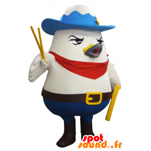 Maskot Tottori, stor fågel, duva med en blå outfit - Spotsound
