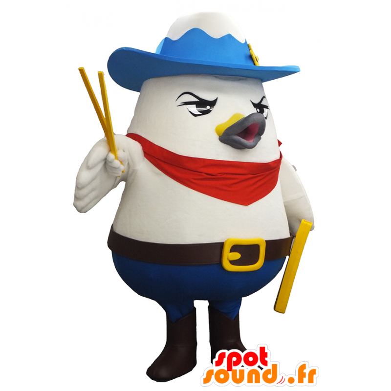 Mascot Tottori, stor fugl, due med et blåt tøj - Spotsound
