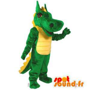 Grön och gul dinosaurie maskot. Krokodildräkt - Spotsound maskot