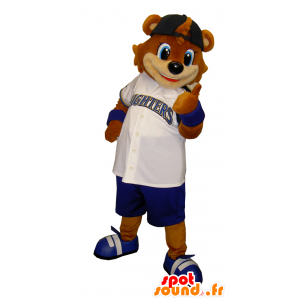 Mycket rolig kattmaskot, i baseballdräkt - Spotsound maskot