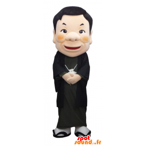 Mascotte de Nikaku, moine en tenue noire et une ceinture - MASFR26355 - Mascottes Yuru-Chara Japonaises
