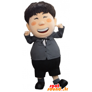 Mascotte de Oshima, d'homme en costume noir et gris - MASFR26359 - Mascottes Yuru-Chara Japonaises