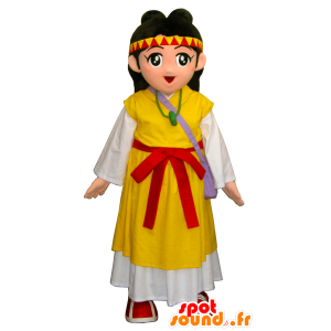 Mascot Kuuru-chan, Princess, med en gul og hvit kjole - MASFR26360 - Yuru-Chara japanske Mascots