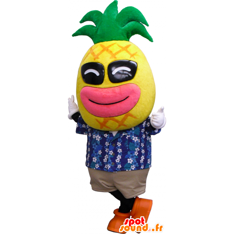 Maskot Mr. Paipuru, jätte ananas, gul, rosa och grön -