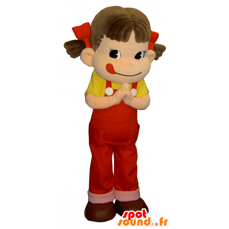 Mascotte de Peko, fillette colorée, de poupée souriante - MASFR26363 - Mascottes Yuru-Chara Japonaises