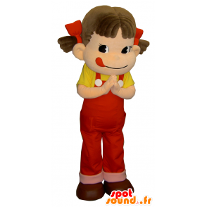 Mascotte de Peko, fillette colorée, de poupée souriante - MASFR26363 - Mascottes Yuru-Chara Japonaises