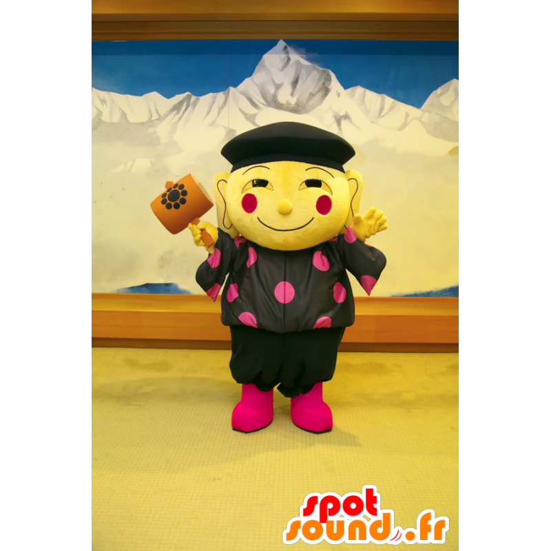 ハンマーとピンクの水玉模様の衣装を着た中国のマスコット-MASFR26366-日本のゆるキャラのマスコット
