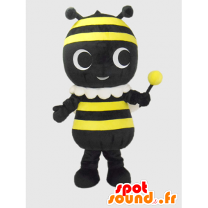 Mascotte de Pachi Kimi, d'abeille jaune, noire, avec une baguette - MASFR26370 - Mascottes Yuru-Chara Japonaises