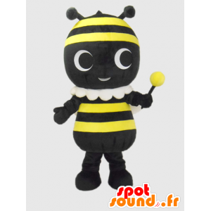 Pachi Kimi mascotte, giallo, ape nera, con una bacchetta - MASFR26370 - Yuru-Chara mascotte giapponese