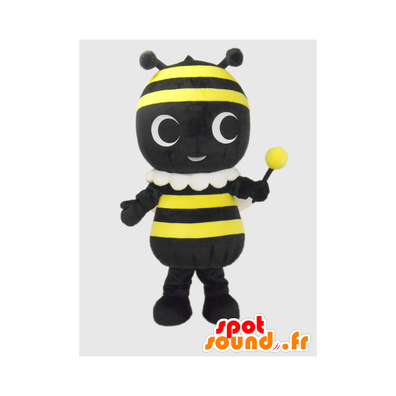 Mascotte de Pachi Kimi, d'abeille jaune, noire, avec une baguette - MASFR26370 - Mascottes Yuru-Chara Japonaises
