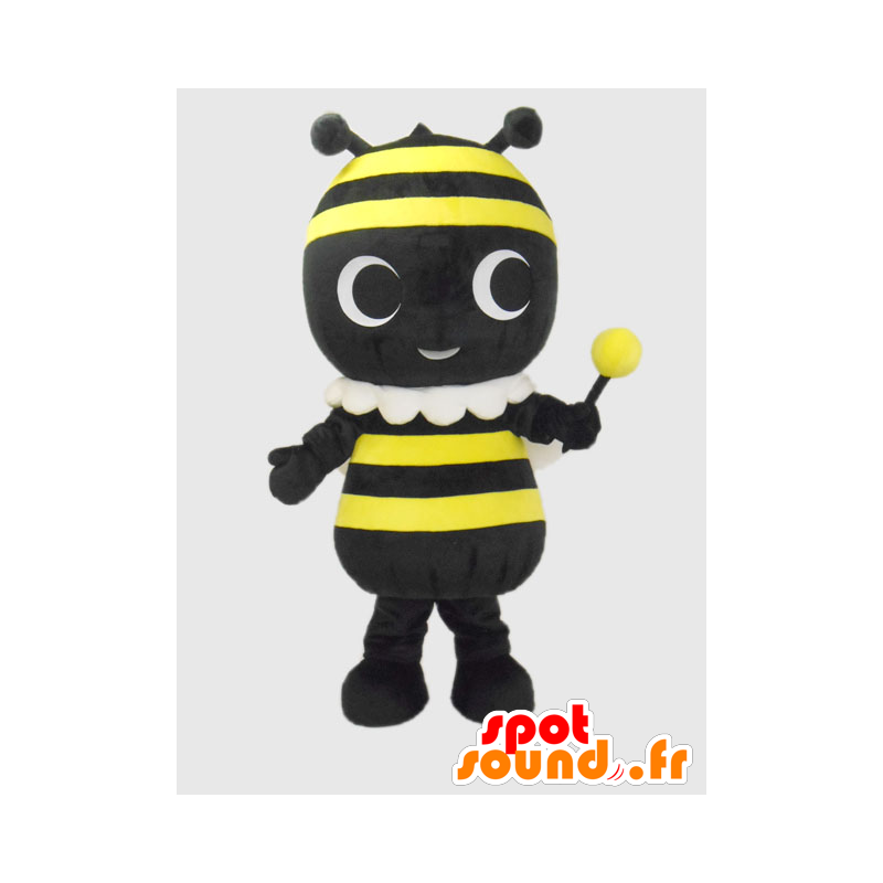 Pachi Kimi mascotte, giallo, ape nera, con una bacchetta - MASFR26370 - Yuru-Chara mascotte giapponese