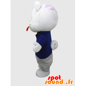 Mascot Toraisu, witte kat, gekleed in een zwart pak - MASFR26373 - Yuru-Chara Japanse Mascottes