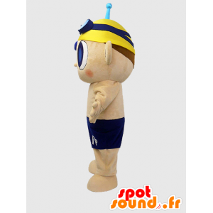 Nisupo maskot, blå och gul pojke, med badmössa - Spotsound